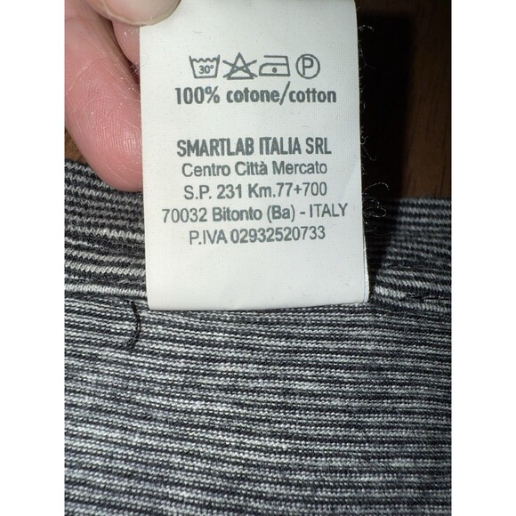 Sublima Roma Italia Striped T-Shirt Made in Italy Large 100% Cotton Gray Black - Picture 6 of 8